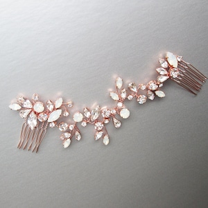 Crystal bridal hair vine, Bridal hair comb, Wedding hair comb in rose gold, gold, silver, Opal bridal rhinestone headpiece