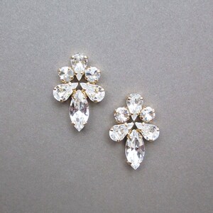 Bridal crystal studs, Crystal bridal earrings, Stud rhinestone earrings in gold, silver, rose gold, Wedding