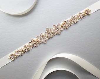 Ceinture de mariée en cristal et perle, ceinture de ceinture de mariage, ceinture en strass cristal, ceinture de taille, ceinture de perles de satin de mariée en or ou en argent