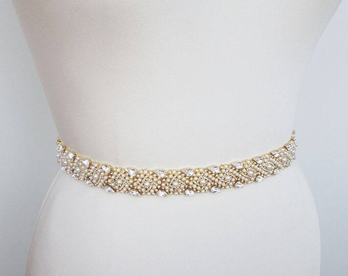 Gold Bridal belt sash, Crystal belt sash, Wedding crystal belt, Rhinestone and pearl bridal belt in gold, silver, rose gold,