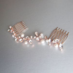 Crystal and pearl bridal hair vine, wedding hair comb hair vine, Crystal hair comb, Bridal comb in rose gold, silver, gold