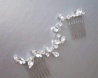 Crystal hair vine, Bridal crystal hair vine, Dainty crystal hair vine in gold, silver and rose gold, Bridal crystal comb