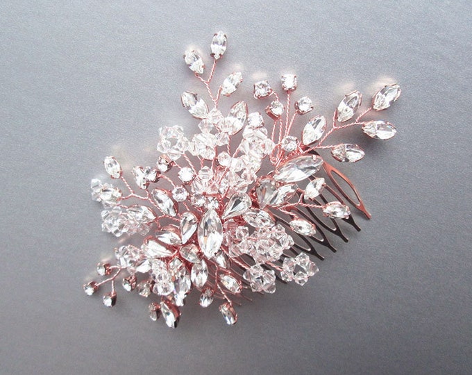 Crystal hair comb, Bridal rose gold hair comb, Rhinestone bridal comb, Wedding comb in gold, silver, rose gold, headdress