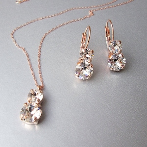 Crystal jewelry set, Bridal crystal earrings necklace, Premium European Crystal rhinestone Bridesmaids jewelry in gold, silver, rose gold