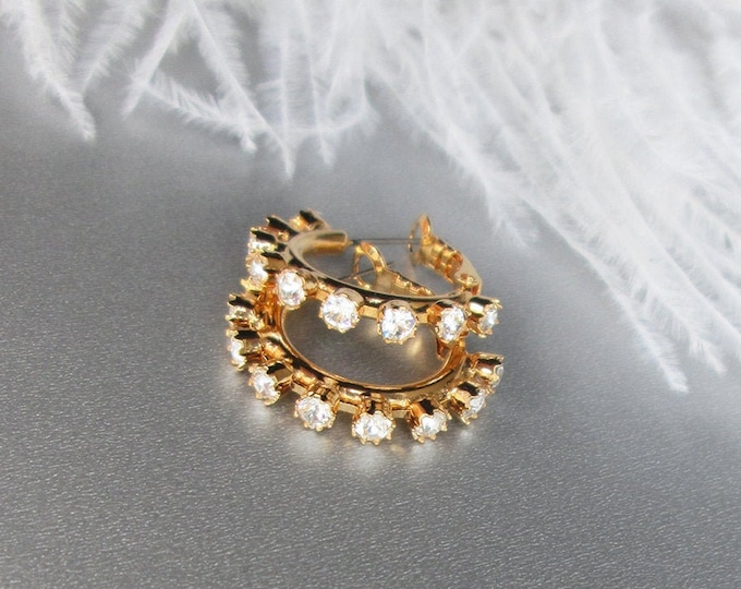 Swarovski crystal hoop earrings, Small bridal hoops, Swarovski earrings, Bridal wedding rhinestone earrings, Post earrings