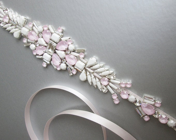 Bridal belt, Ice pink wedding belt, Bridal belt sash, Crystal belts sashes, Bridal belt, Bridal beaded rhinestone belt, Bridal crystal sash