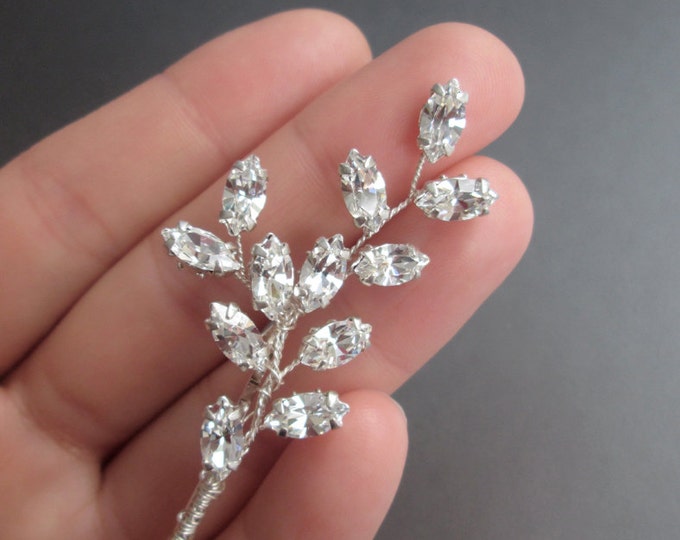 Bridal hair pin, crystal bobby pin, Wedding crystal bobby pin, Leaf crystal bobby pin hair clip, Silver gold rhinestone bobby pin