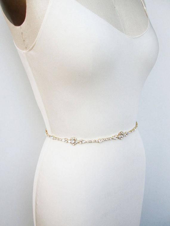 Bridal belt, Bridal belt, Super skinny bridal belt, Dainty crystal belt sash, rhinestone wedding belt, Thin belt in gold, silver, rose gold