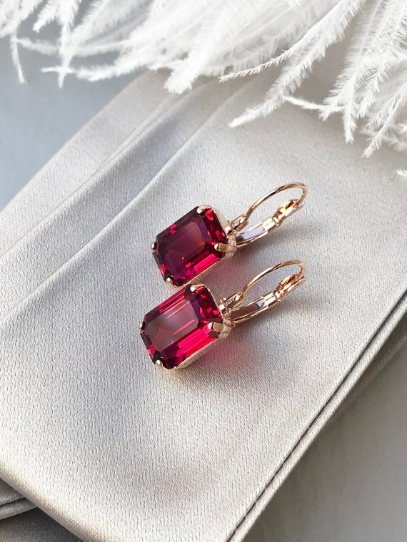 Little Transparent Drops, crystal bridal earrings Emerald cut drop earrings, Delicate earrings gold silver rose gold, Bridesmaids