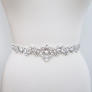 Bridal belt, Bridal belt sash, Crystal belt in silver or gold, Wedding belt, Waist sash, Premium European Crystal, Rhinestone bridal sash image 2