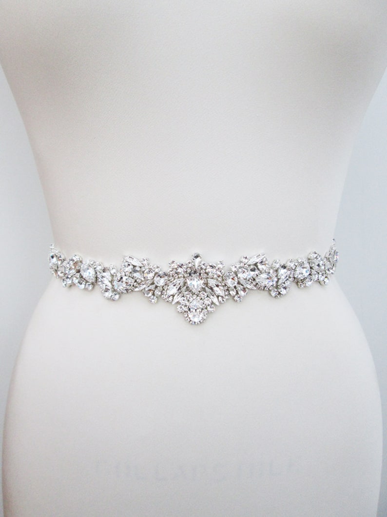Bridal belt, Bridal belt sash, Crystal belt in silver or gold, Wedding belt, Waist sash, Premium European Crystal, Rhinestone bridal sash image 2
