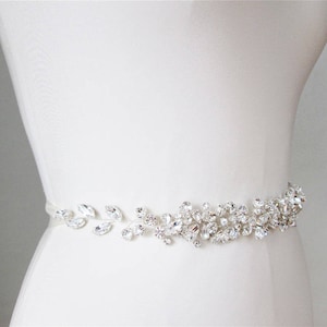 Bridal belt, Floating crystal belt, Bridal belt sash, Crystal sash, Wedding Sash, Ribbon sash, Rhinestone belt image 3