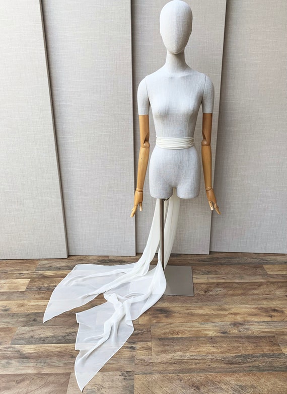 Silk chiffon sash, long wedding shawl wrap or bridal sash, Bridal soft bow sash