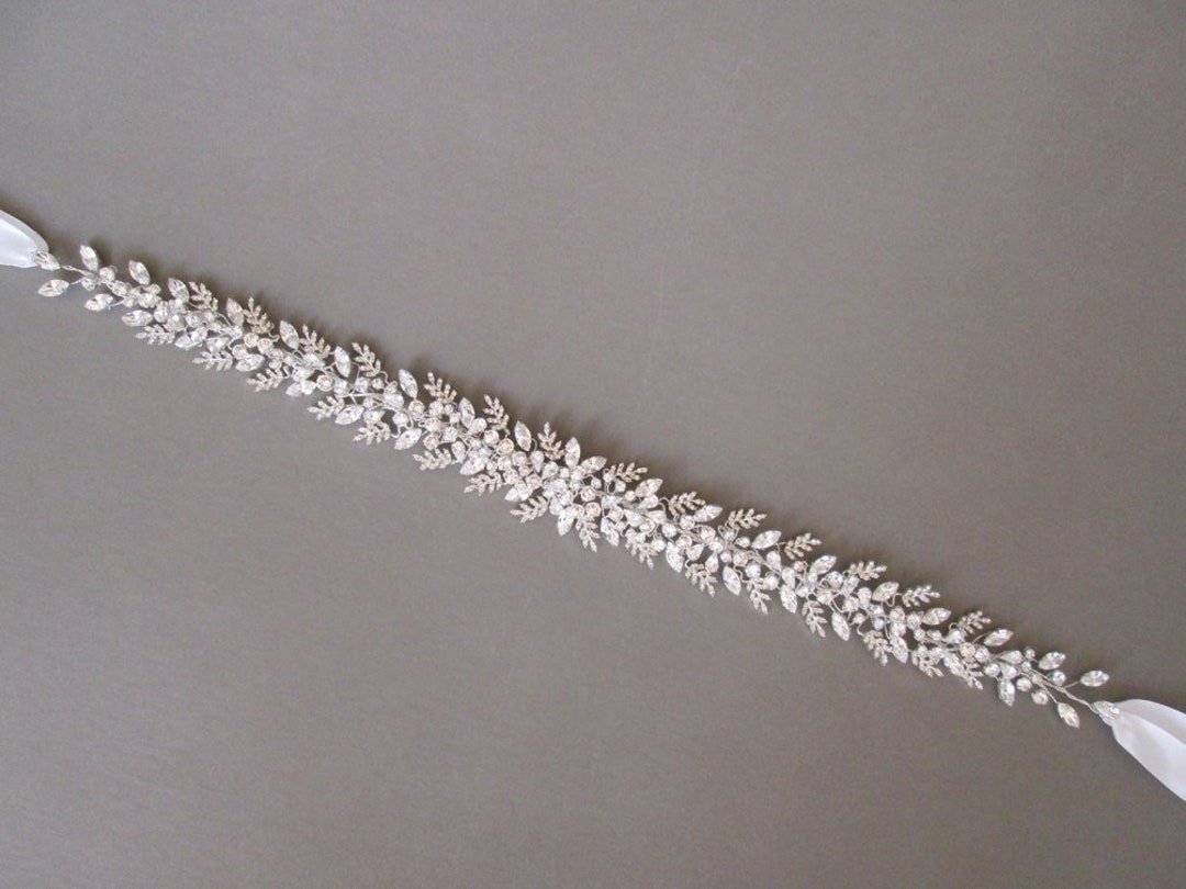 Cintura Da Sposa In Cristallo A Forma Di Foglia, Lunga 2,68 M, Firmata FINGERINSPIRE