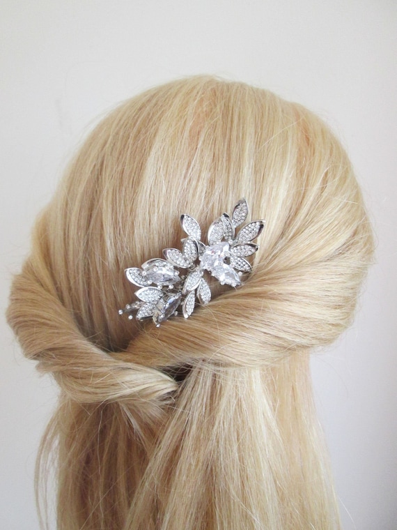 Crystal hair comb, Bridal crystal hair comb, Rhinestone hair comb, Wedding hair comb, Leaf bridal comb