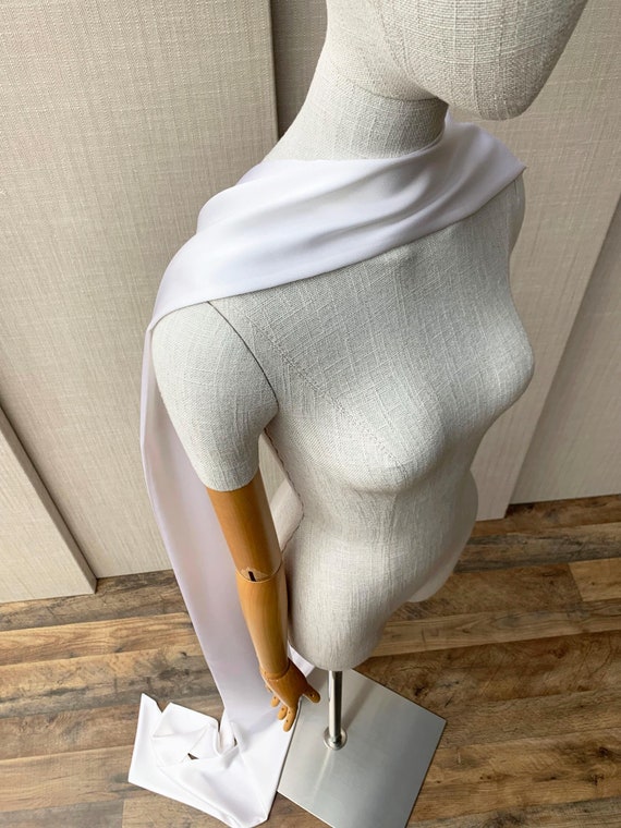 Satin bridal scarf White, Modern bridal scarf in soft pure silk satin, 100% Silk charmeuse skinny wedding special occasion scarf