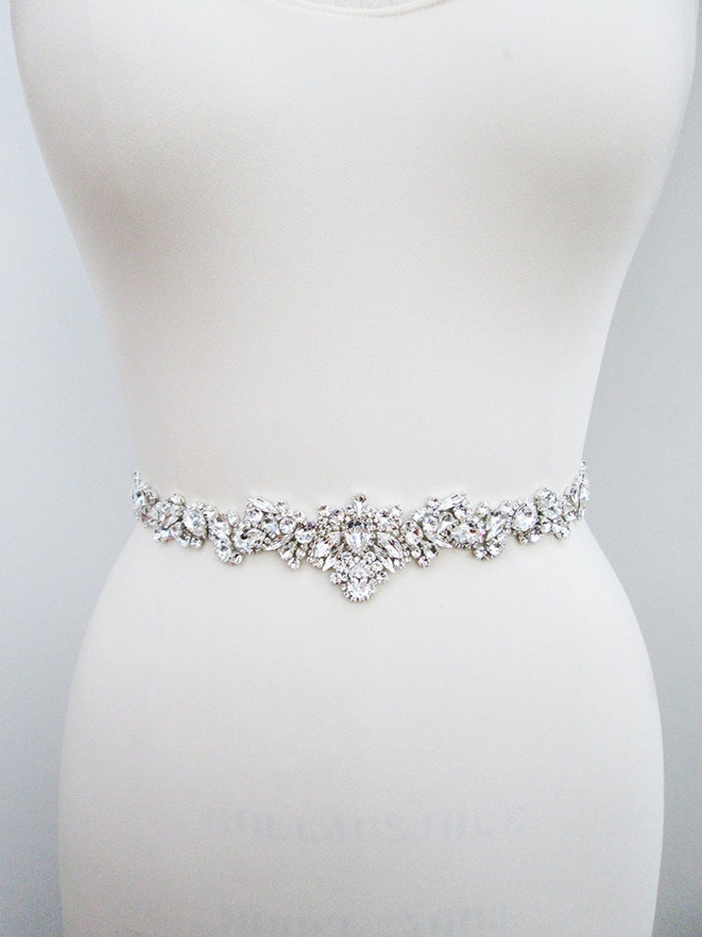 Bridal belt, Bridal belt sash, Crystal belt in silver or gold, Wedding belt, Waist sash, Premium European Crystal, Rhinestone bridal sash image 1