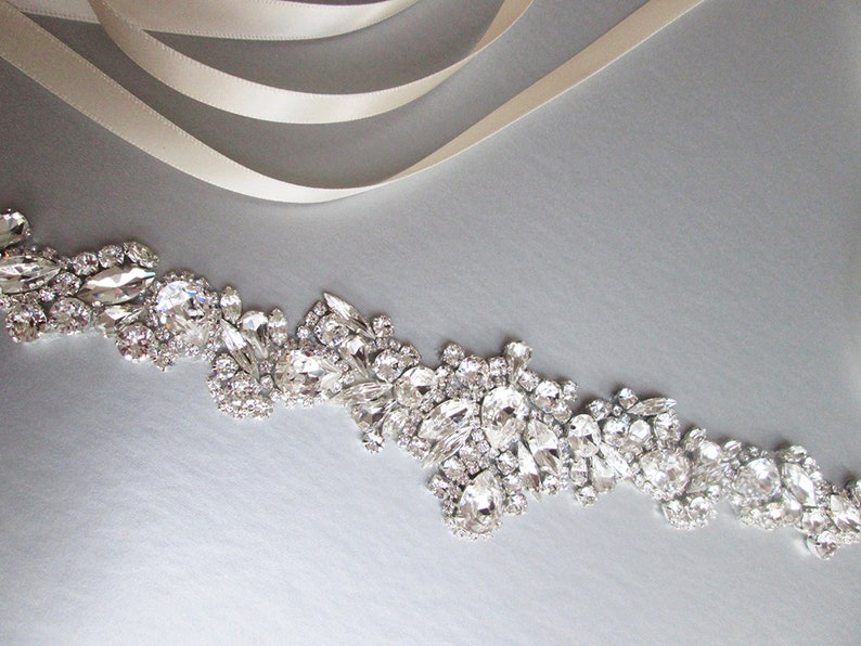 Bridal belt, Bridal belt sash, Crystal belt in silver or gold, Wedding belt, Waist sash, Premium European Crystal, Rhinestone bridal sash image 7