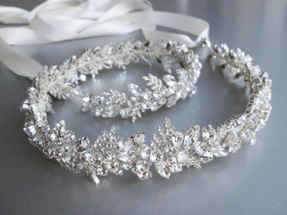 Couture Bridal crystal belt sash- READY TO SHIP, Premium European Crystal wedding belt, Floating crystal belt, Exquisite rhinestone belt