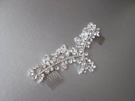 Crystal hair vine bridal comb, Wedding hair comb, crystal hair vine, Sparkly bridal head piece in silver or gold finish