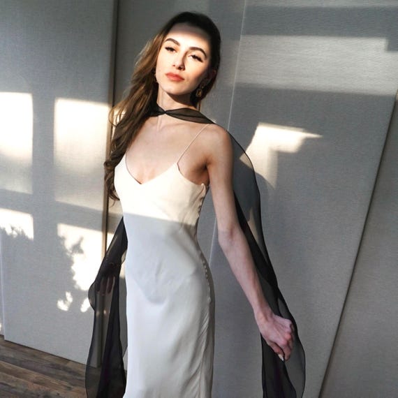 Silk scarf shawl, Silk organza wedding scarf, Sheer wrap special occasion, Bridal shawl waterfall design