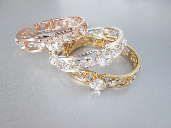 SALE - 50% OFF - Crystal bridal bracelet, Wedding rhinestone bangle bracelet, Crystal bridal bracelet, Gold, rose gold, silver