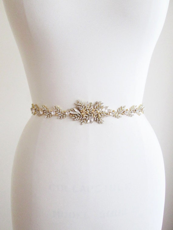 Bridal belt, Bridal crystal belt, bridal belt sash in gold, rose gold or silver, Gold Wedding belt, Rhinestone belt,