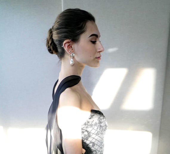 Baroque pearl earrings, Moonlight bridal earrings, Premium Quality European Crystal and Freshwater Pearls, Teardrop dangling earrings