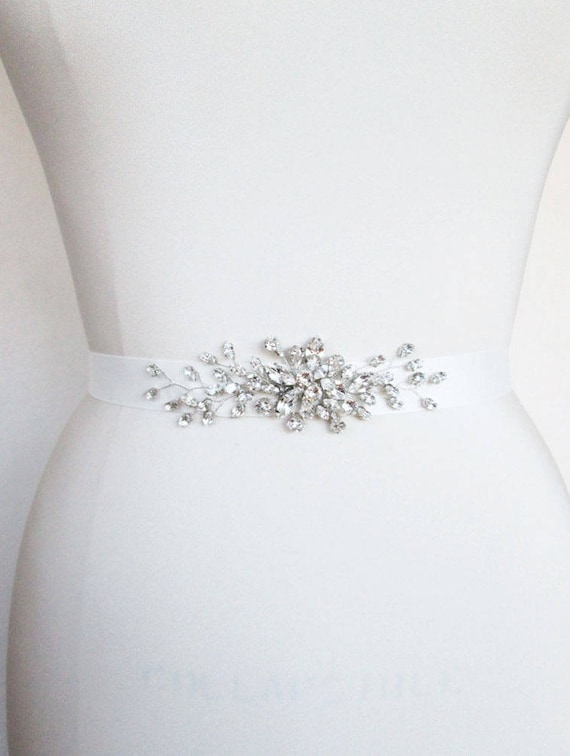 Bridal belt, Bridal  crystal belt, Crystal belt sash in gold or silver, Wedding belt, Waist sash, Rhinestone ribbon belt, Gold crystal belt