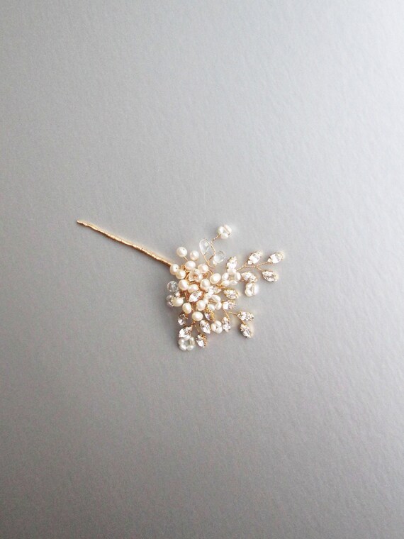 Bridal crystal hair pin, Premium European Crystal and cultured freshwater pearl hair pin, Bridal crystal hair pin, Pearl hair pin comb