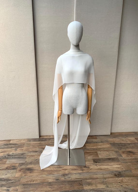 Silk Chiffon Bridal Scarf: Non-Slip Wedding Shawl with Button Closure