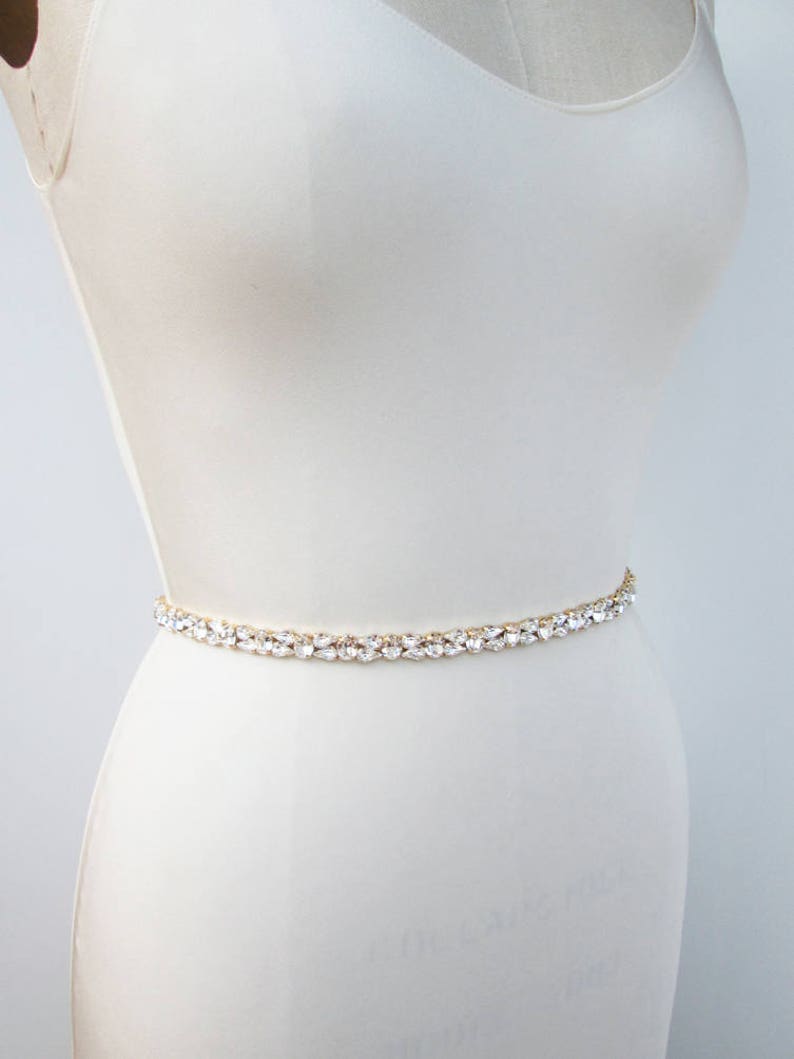 Crystal Bridal Belt Sash Silver Skinny Belt Bridal Belt Etsy
