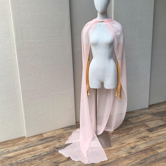 Silk Chiffon Bridal Capelet: Twisted Pink Wedding Shawl