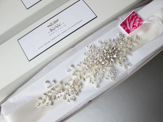 Bridal belt, Couture Premium European Crystal belt, Crystal belt sash in silver, Wide Wedding belt, Floral Waist sash