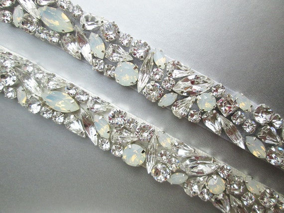 Bridal belt, Opal bridal belt, Crystal sash, Beaded rhinestone crystal white opal waist sash, Wedding belt belt in gold or silver, rose gold