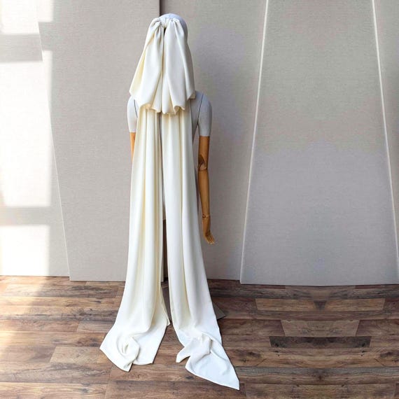 Big Bow Veil, Modern bridal veil 100% Silk Crepe De Chine large hair bow, veil alternative