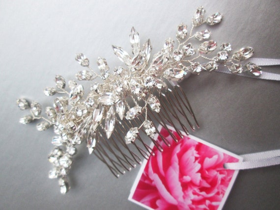 Crystal hair comb, Bridal crystal comb, Rhinestone bridal comb, Opal Wedding hair comb, Bridal comb in gold or silver