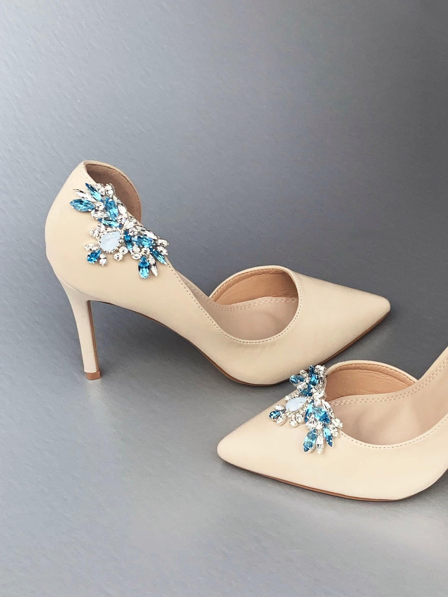 Navy Blue Shoe Clips, Wedding Shoe Clips, Shoe Clip Ons, Bridal