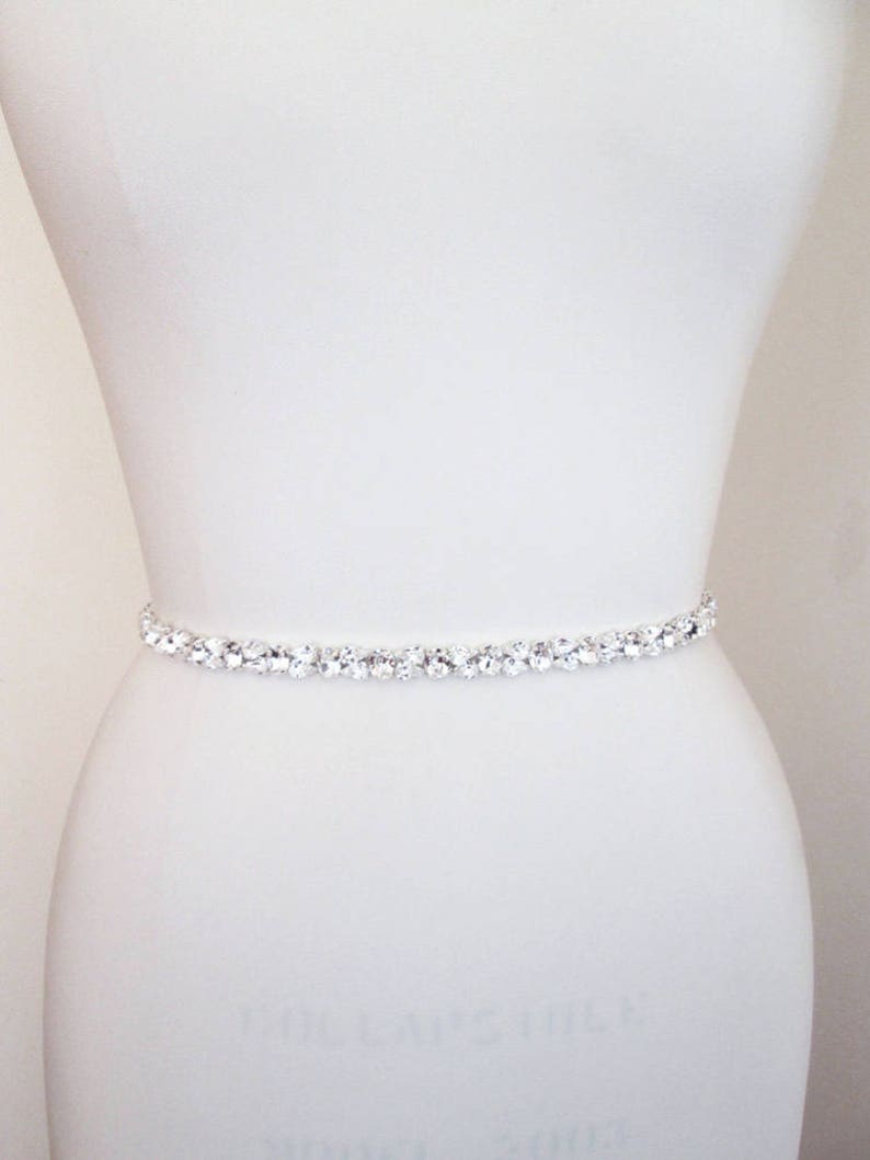 Swarovski crystal bridal belt sash Wedding belt skinny thin | Etsy