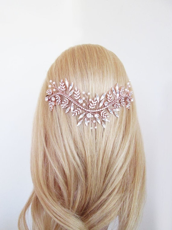 Rose gold hair vine,Bridal crystal headband, Bridal hair vine, crystal hair vine in rose gold, silver or gold, Bridal headband