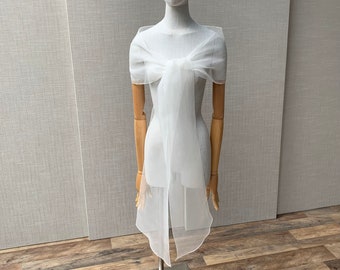 Silk scarf, Silk organza long wedding scarf, Sheer wrap for special occasion, Bridal Scarf Sheer Shawl for neck shoulders