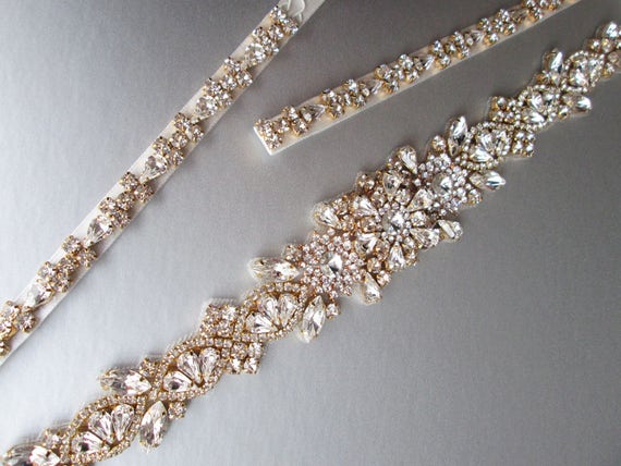 Wedding belt, Bridal belt sash, Fitted bridal belt with clasp, bridal belt, Bridal rhinestone belt, Bridal belt in gold or silver