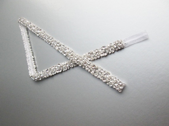Fitted Premium European Crystal bridal belt sash 3/4 inch wide, Bridal wedding belt, Silver rhinestone belt, Bridal belt with clasp closure