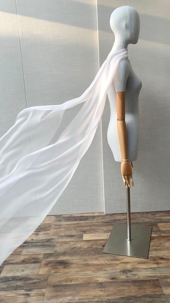 Silk Bridal scarf in medium width, Modern bridal scarf in silk chiffon, 100% Silk chiffon wedding scarf, Soft and delicate pink