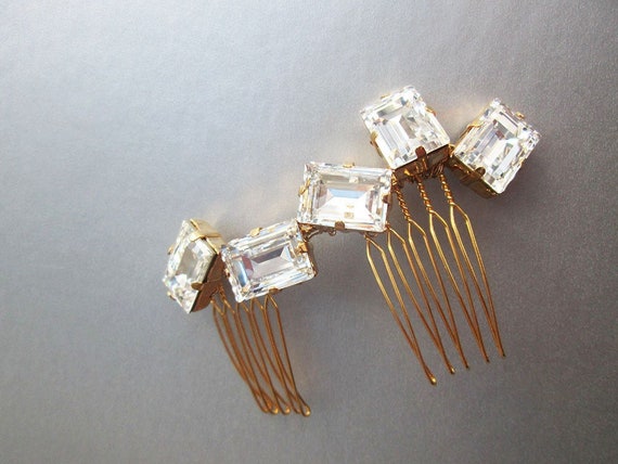 Modern crystal bridal hair comb, Wedding hair comb, Bbridal comb, Rhinestone bridal hair vine, Small bridal comb clip