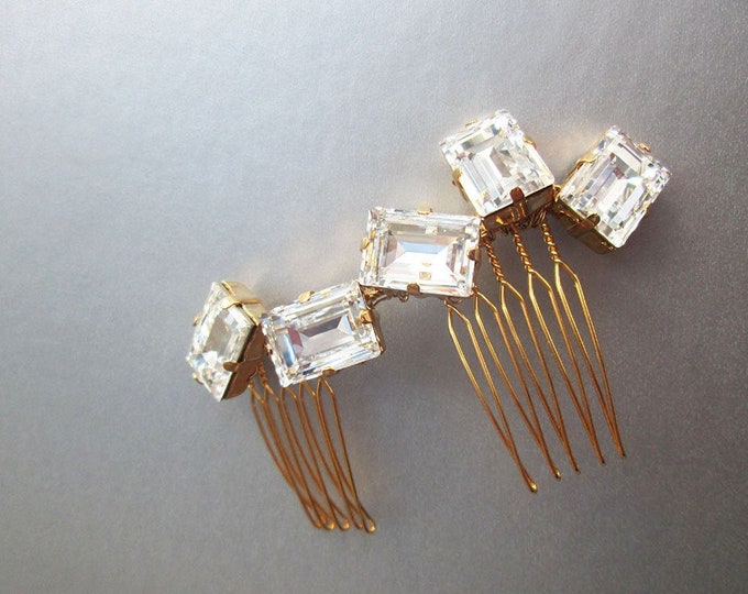 Modern crystal bridal hair comb, Wedding hair comb, Bbridal comb, Rhinestone bridal hair vine, Small bridal comb clip