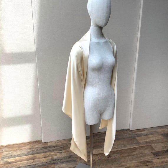 Satin bridal shawl, Modern bridal scarf in soft 100% pure Silk charmeuse special occasion or wedding shoulder wrap, light champagne
