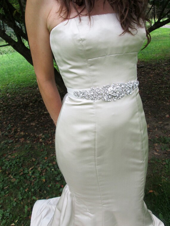 Crystal Bridal Belt Sash: Silk Organza Rhinestone Wedding 