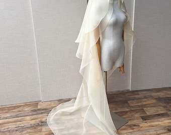 Silk Organza Bridal Veil: Cathedral Length with Blusher
