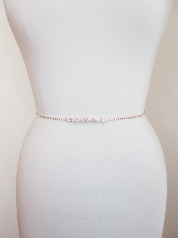 Rose gold bridal belt, Super skinny bridal belt, Dainty crystal belt sash, crystal bridal belt sash, Super skinny rhinestone belt